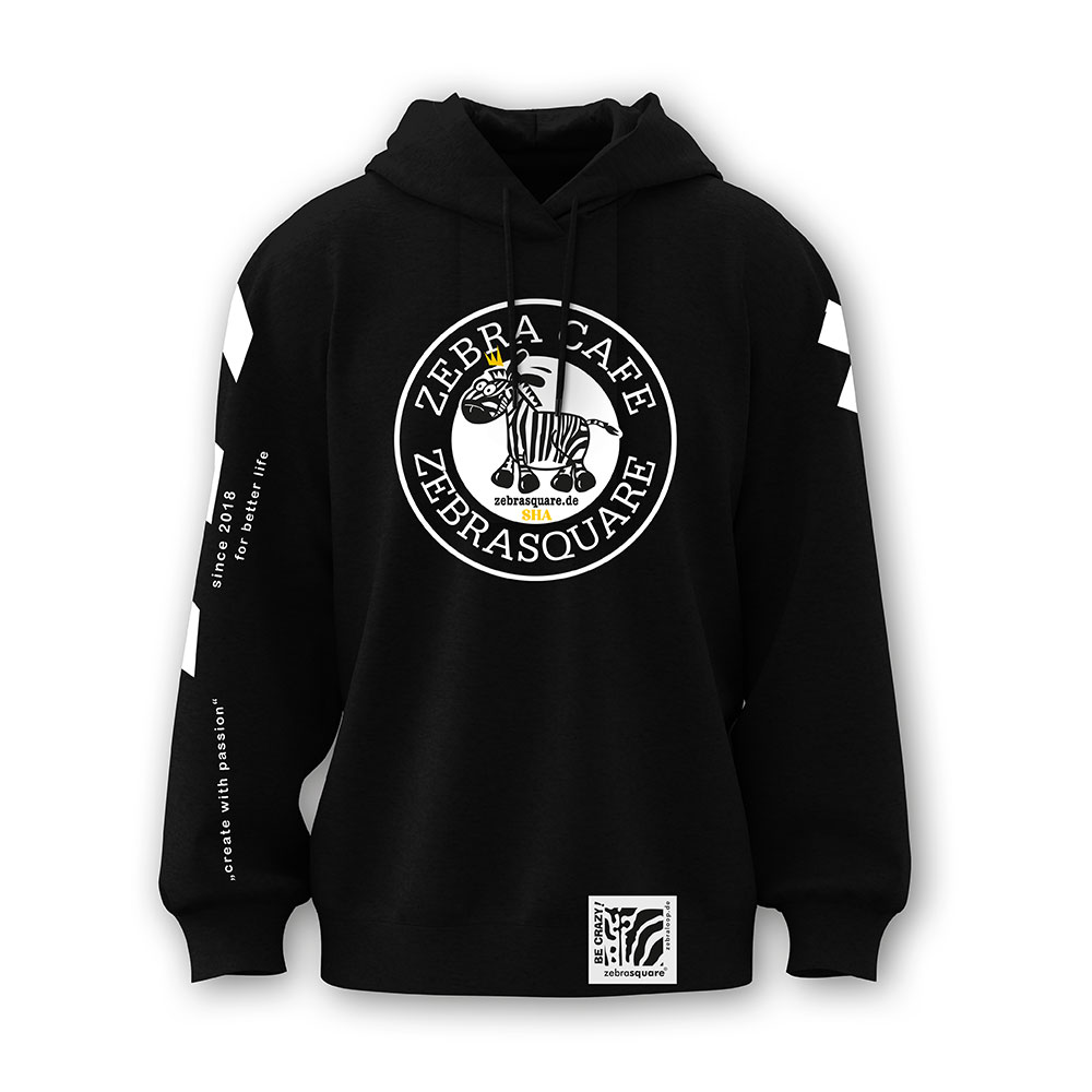 Hoodie zebra Cafe in schwarz von vorne